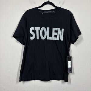 Stolen Girlfriends Club Mens Small Blatant Tee Vintage Black Cotton Distressed